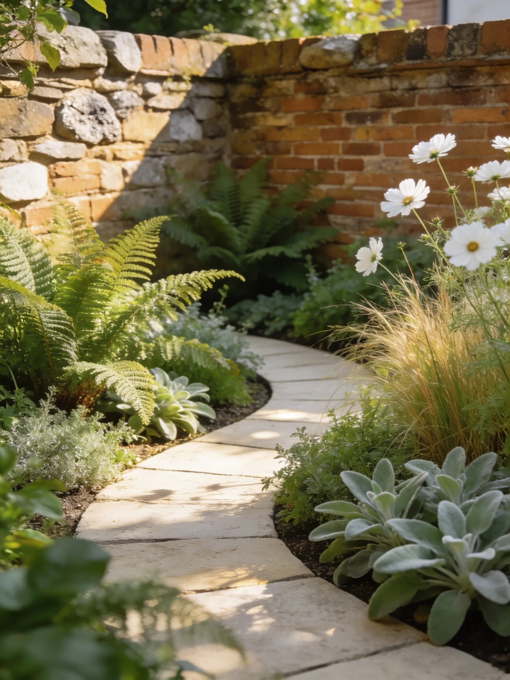 A small courtyard garden with a quiet place to sit