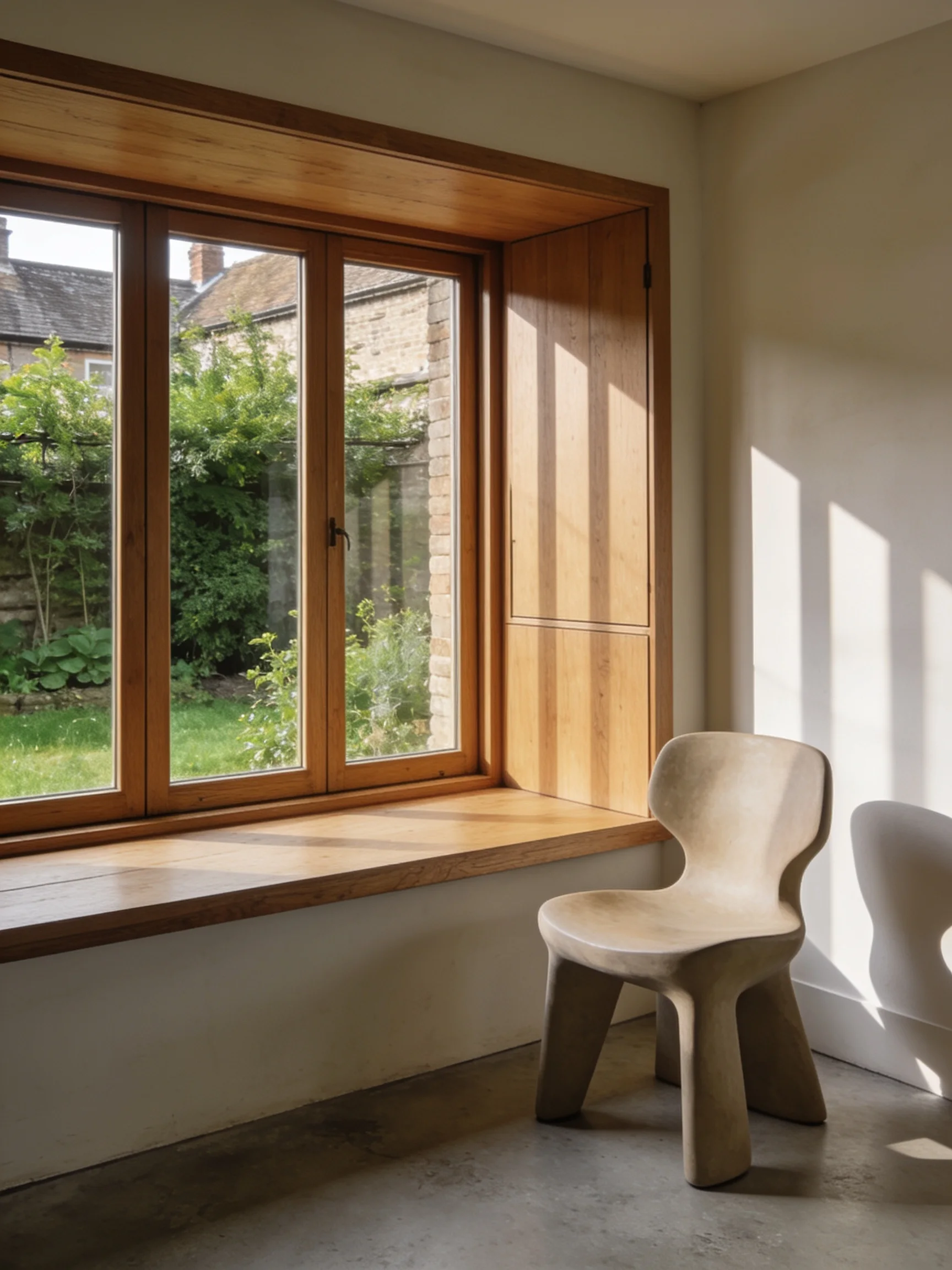 An oak and plaster extension opening onto a planted garden